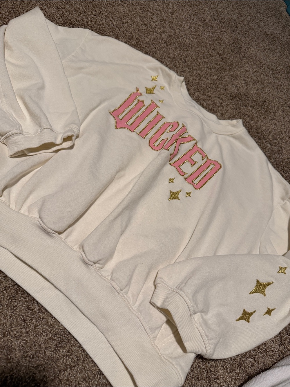 Wicked oversized cropped wide sleeve embroidered sweatshirt (XL) - EUC!